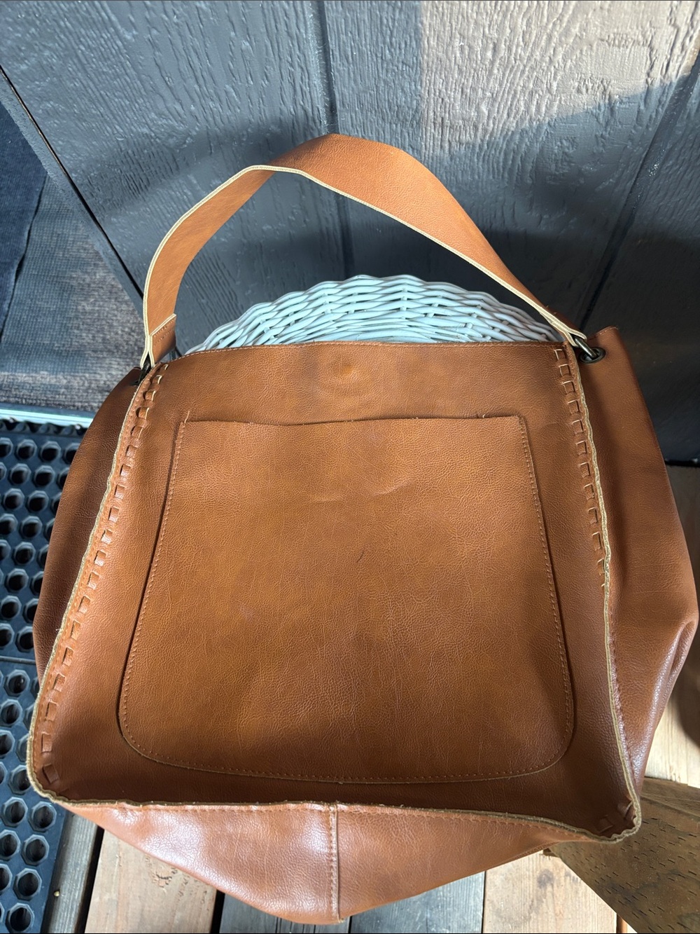 T-Shirt and Jeans Tan Shoulder Bag Tote Bag